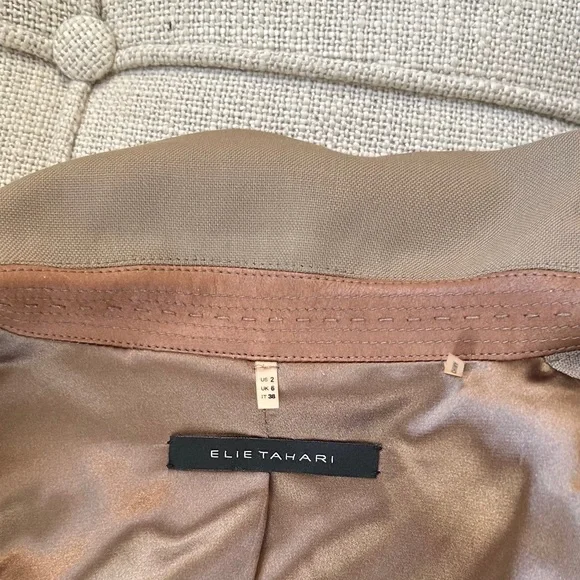 Elie Tahari Wool Suit with Leather Trim - Picture 9 of 14